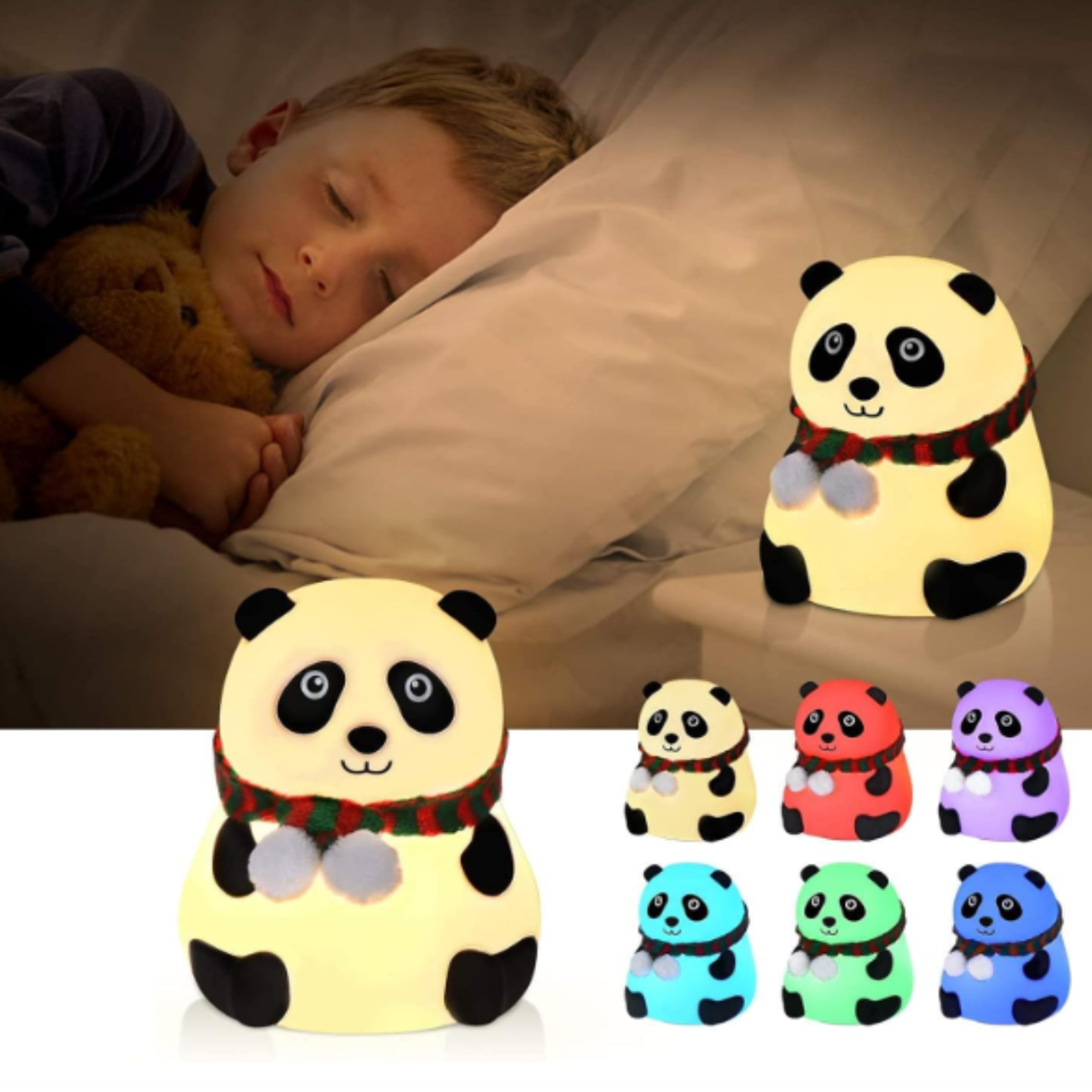 Sugarpods LED Panda Night Lamp, Touch-Activated Silicone Lamp