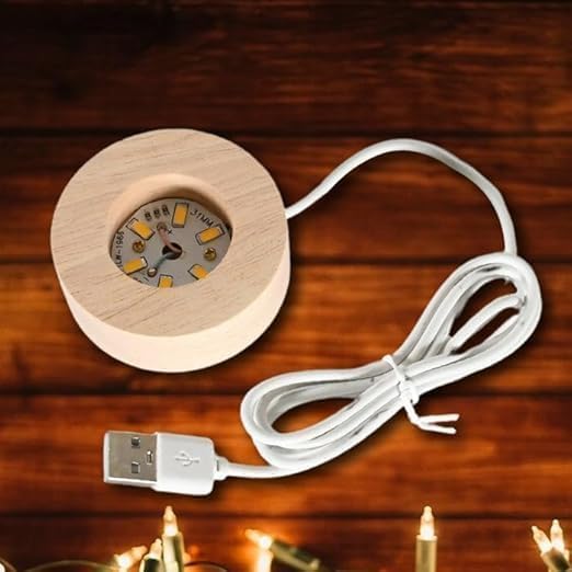 3D Galaxy Crystal Ball Night Lamp, USB Table Colorful Led Wooden Crystal Ball Pack of 2 (Ganesh Ji Laxmi Ji)