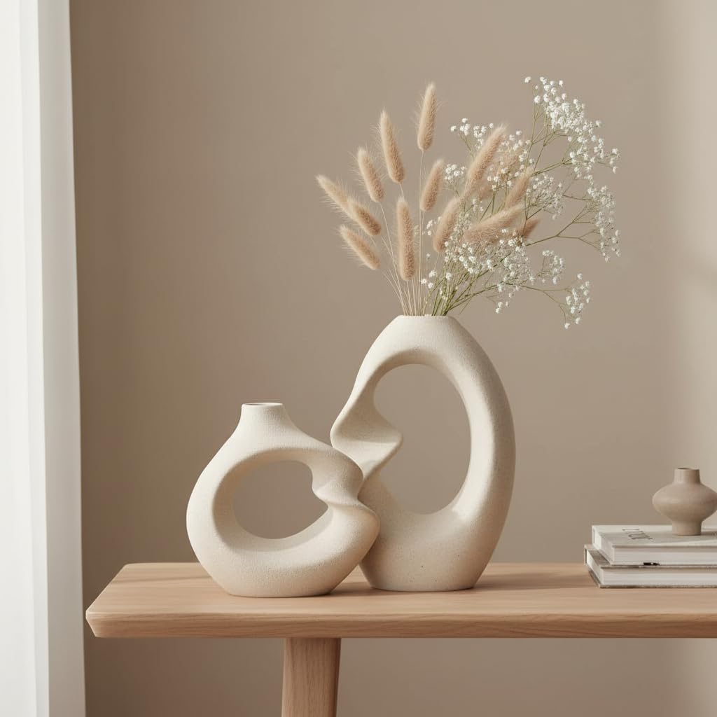 Premium Ceramic Donut Vase Set of 2