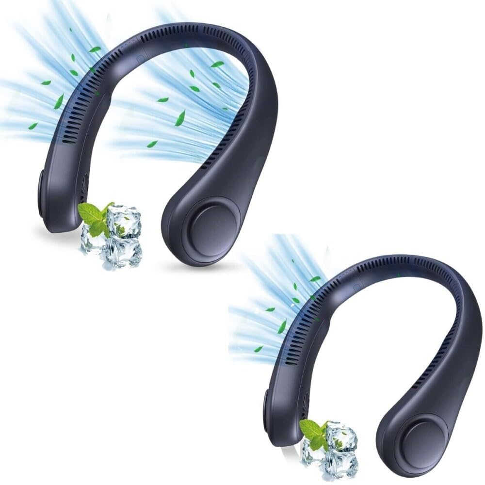 Portable Neck Fan, Bladeless Cooling Fan, 8H Working Time, Headphone Design Personal Fan, Adjustable Neck Fan with 3 Speeds, for Travel Desk Bedroom