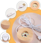 3D Galaxy Crystal Ball Night Lamp, USB Table Colorful Led Wooden Crystal Ball Pack of 2 (Ganesh Ji Laxmi Ji)