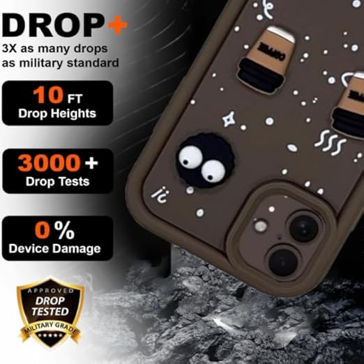 Back Silicone Case Compatible with iPhone 13 / 14 – Cute Fun Cartoon 3D Ball Coffee