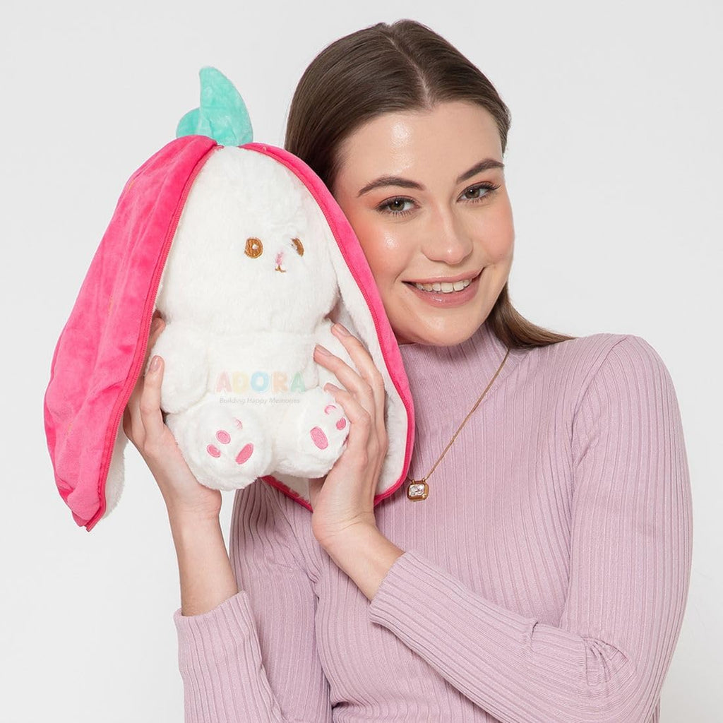 Reversible Strawberry Bunny Soft Toy