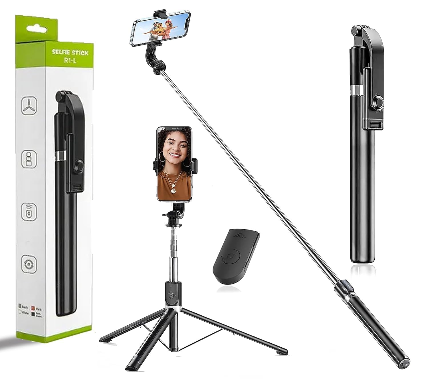 Long Selfie Stick Tripod Stand with Wireless Remote, Long Tripod Stand with 360° Rotation