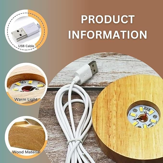 3D Galaxy Crystal Ball Night Lamp, USB Table Colorful Led Wooden Crystal Ball Pack of 2 (Ganesh Ji Laxmi Ji)