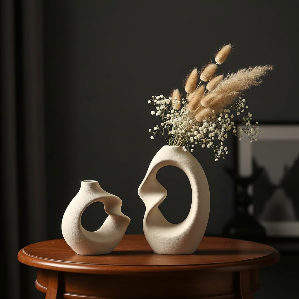 Premium Ceramic Donut Vase Set of 2
