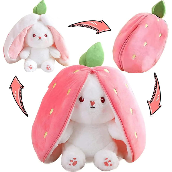Reversible Strawberry Bunny Soft Toy