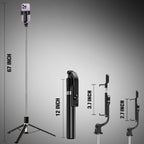 Long Selfie Stick Tripod Stand with Wireless Remote, Long Tripod Stand with 360° Rotation