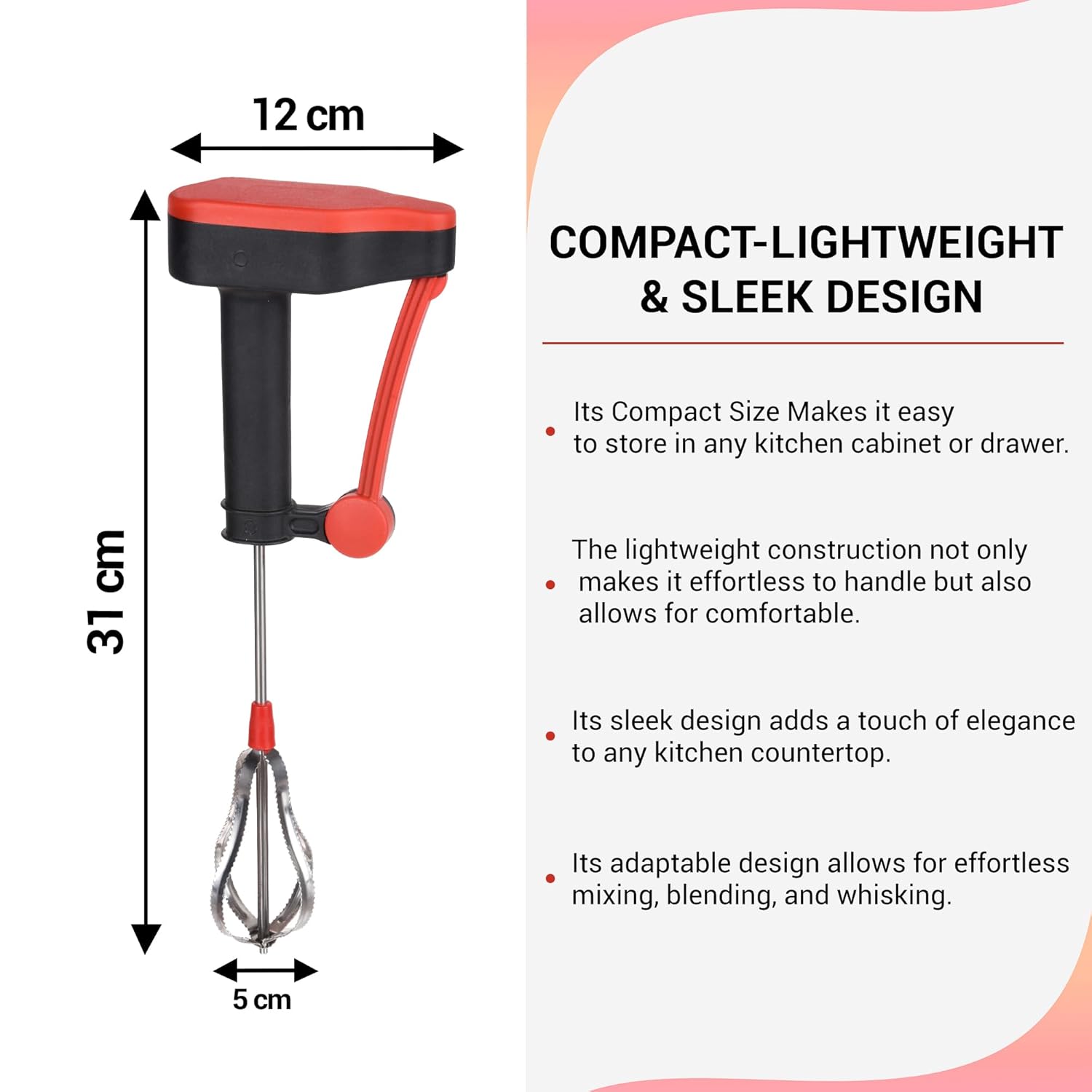 Manual Hand Blender with Steel Blades