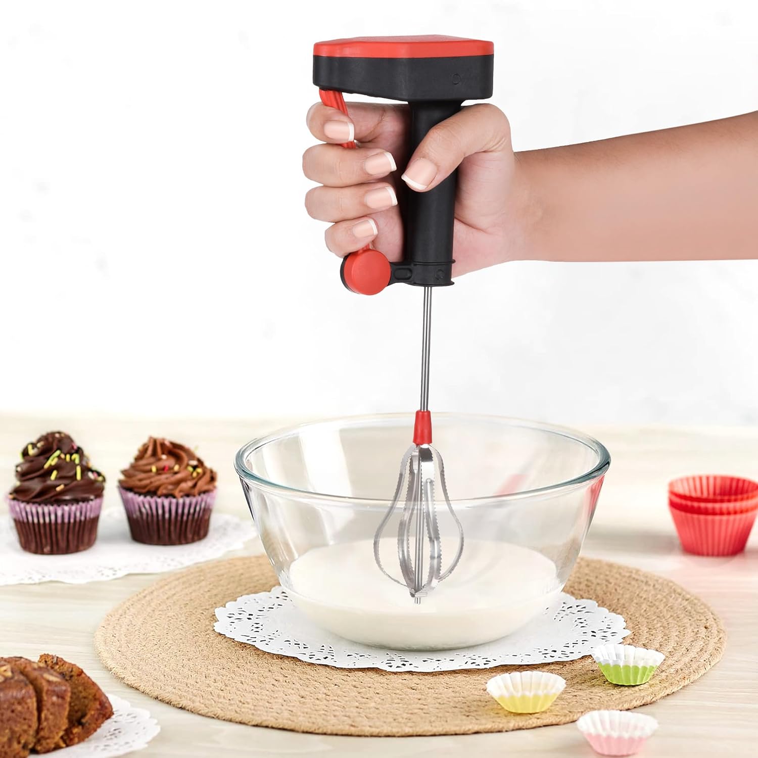 Manual Hand Blender with Steel Blades