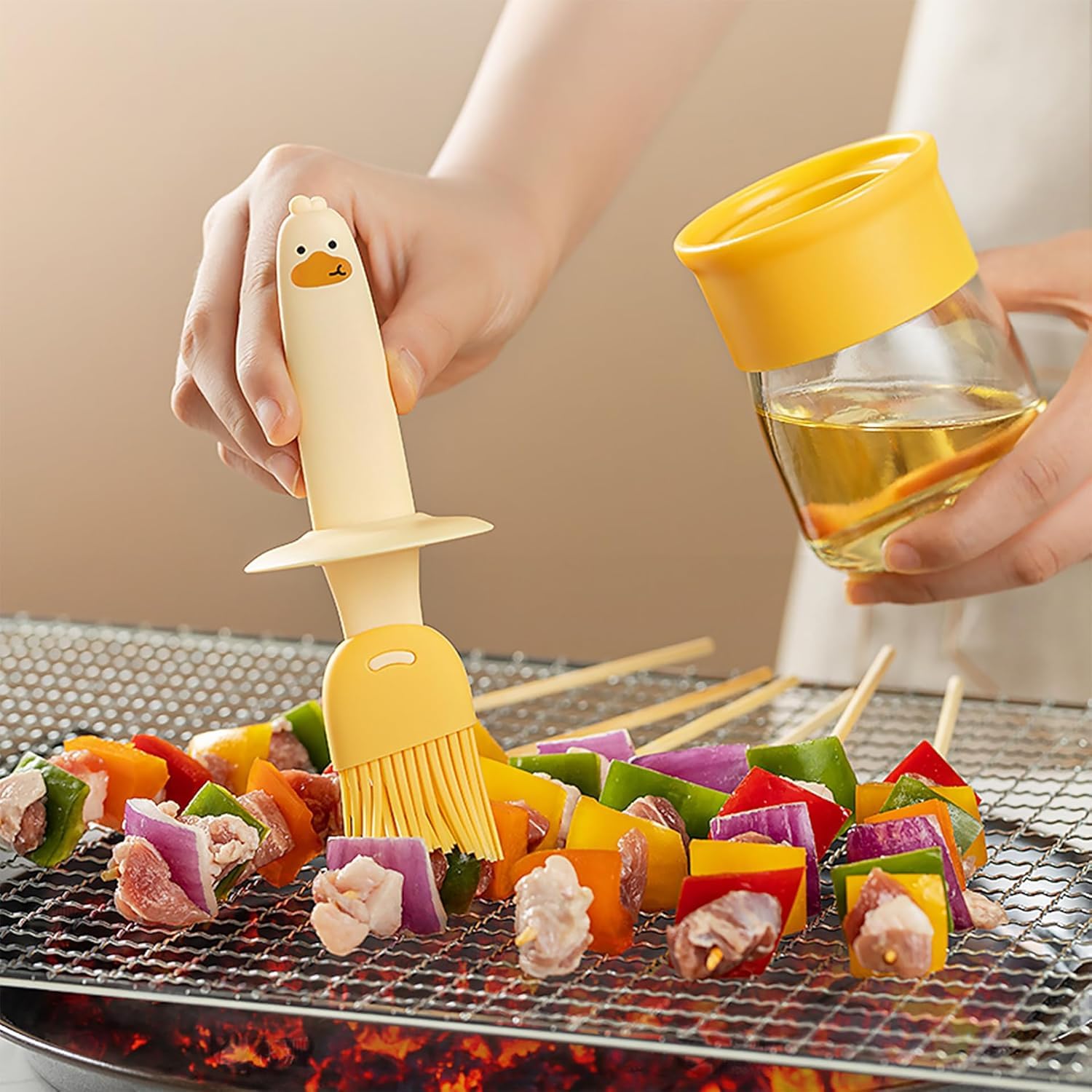 200ml Glass Olive Oil Dispenser Bottle with Silicone Brush for Cooking Vinegar Sauce BBQ Grill Frying Baking, Air Fryer