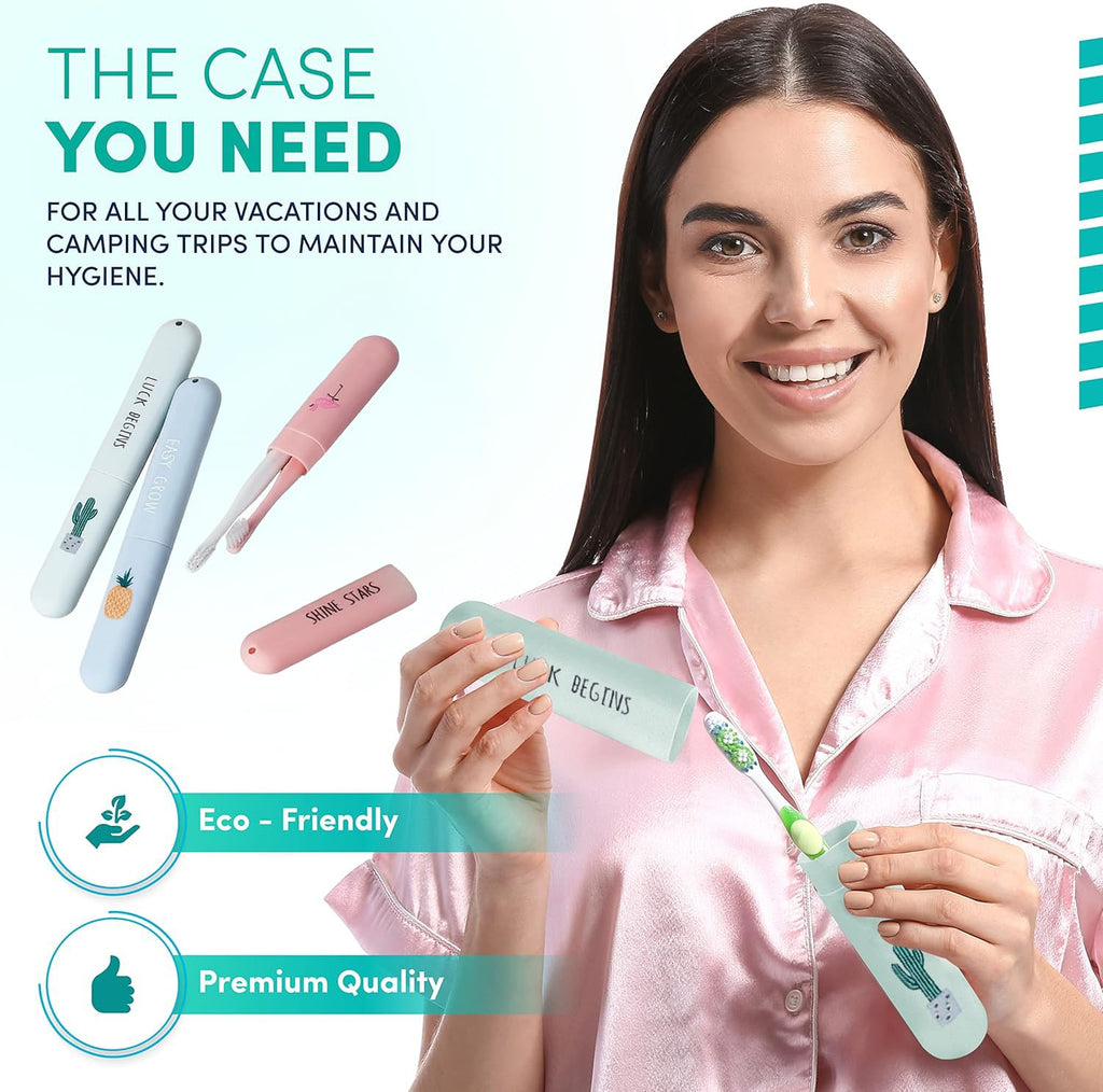 Set of 3 Printed Travel Toothbrush Case (Imported)