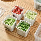Fridge Storage Containers for Kitchen | 6-Grid Refrigerator Organizer with Removable Drain Plate & Airtight Lids
