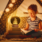 3D Hanuman Crystal Ball LED Night Lamp, Spiritual Engraved Design with Wooden Base, Decorative Night Light for Home Mandir, Gift (Hanuman)