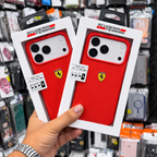 Liquid Silicone Shockproof Back Case and Cover Compatible with iPhone Matte Finish, Slim Protective Cover | Ferrari Logo (Red)