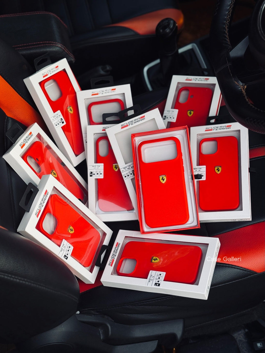 Liquid Silicone Shockproof Back Case and Cover Compatible with iPhone Matte Finish, Slim Protective Cover | Ferrari Logo (Red)