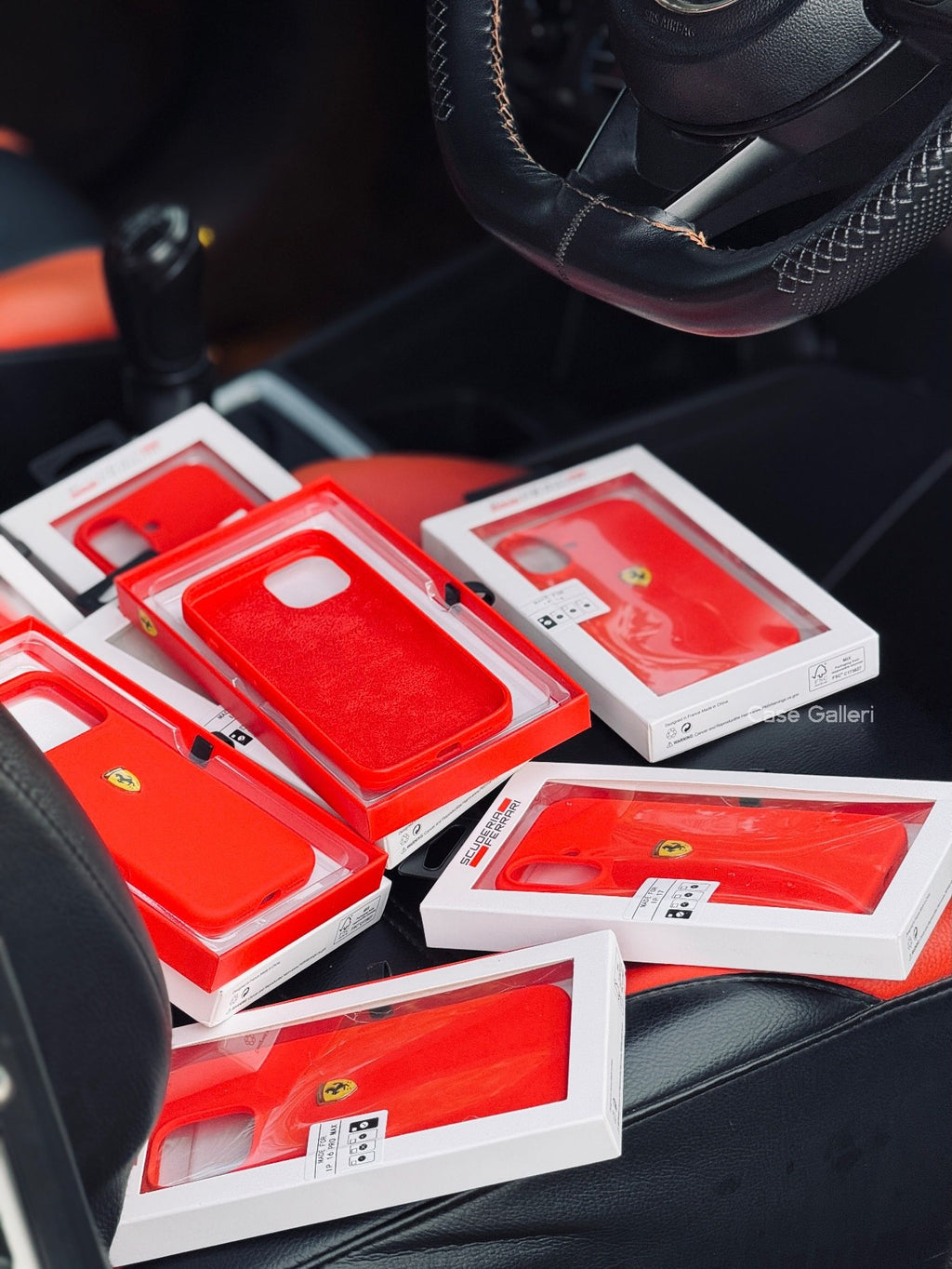 Liquid Silicone Shockproof Back Case and Cover Compatible with iPhone Matte Finish, Slim Protective Cover | Ferrari Logo (Red)