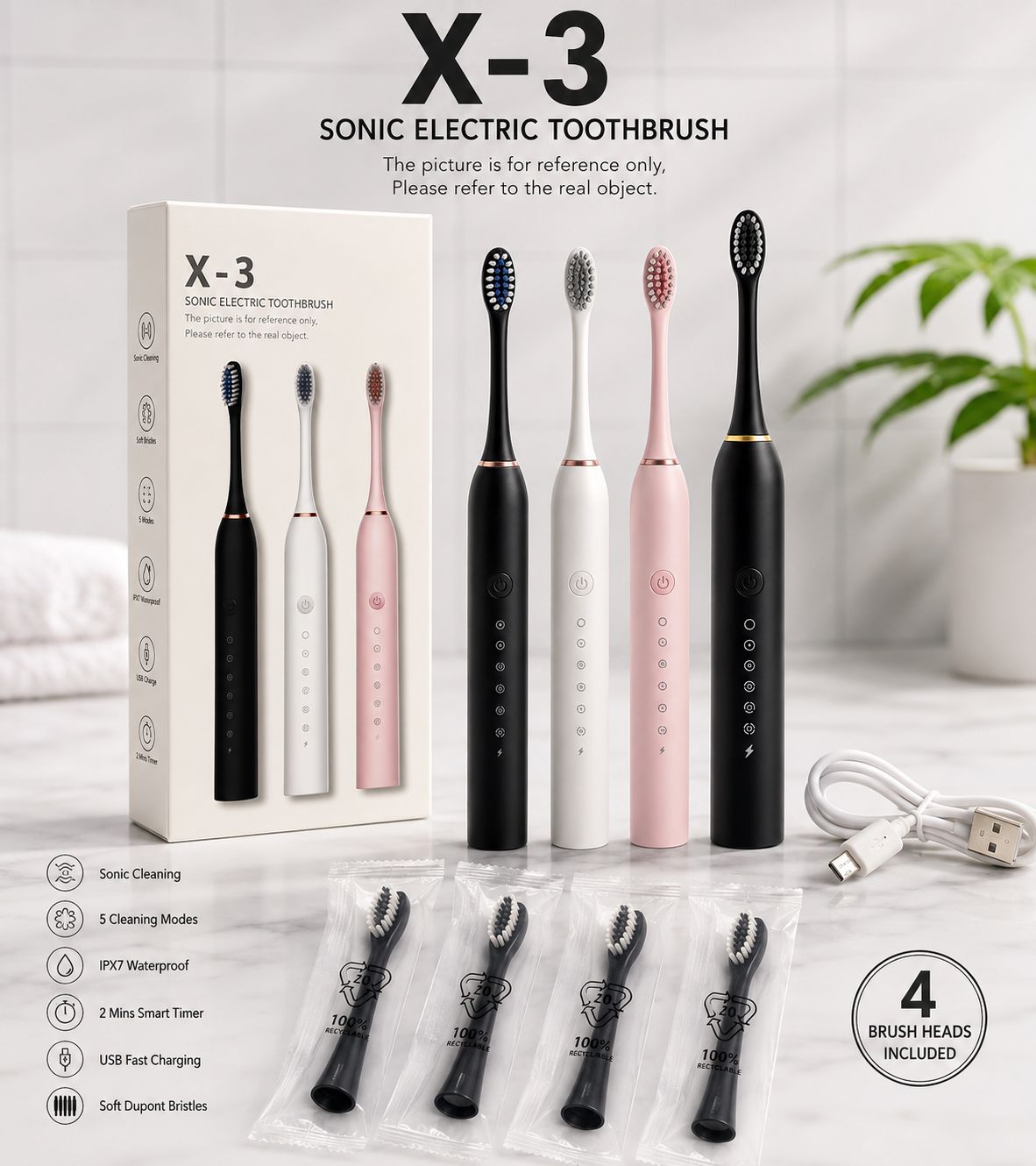 X-3 4in1 Electric Toothbrush (Imported)