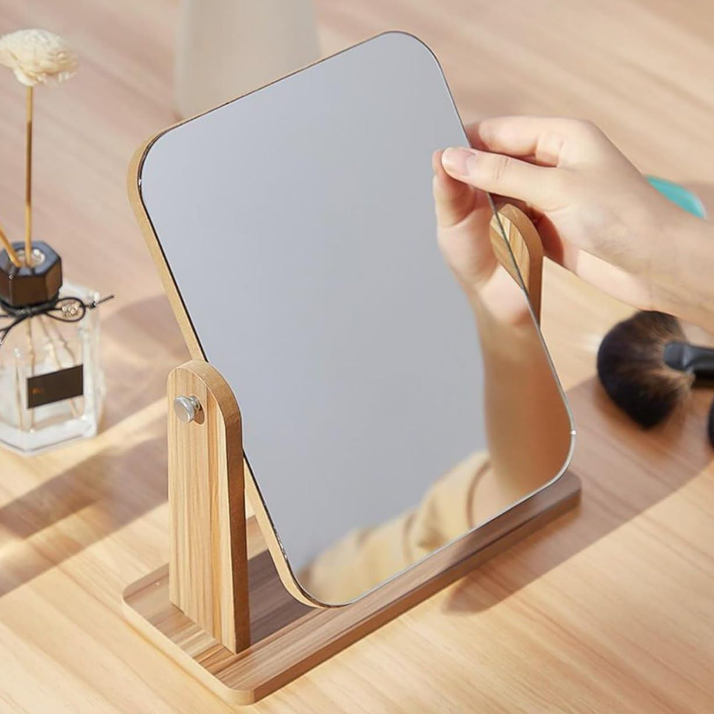 360° Rotatable Wooden Desk Mirror
