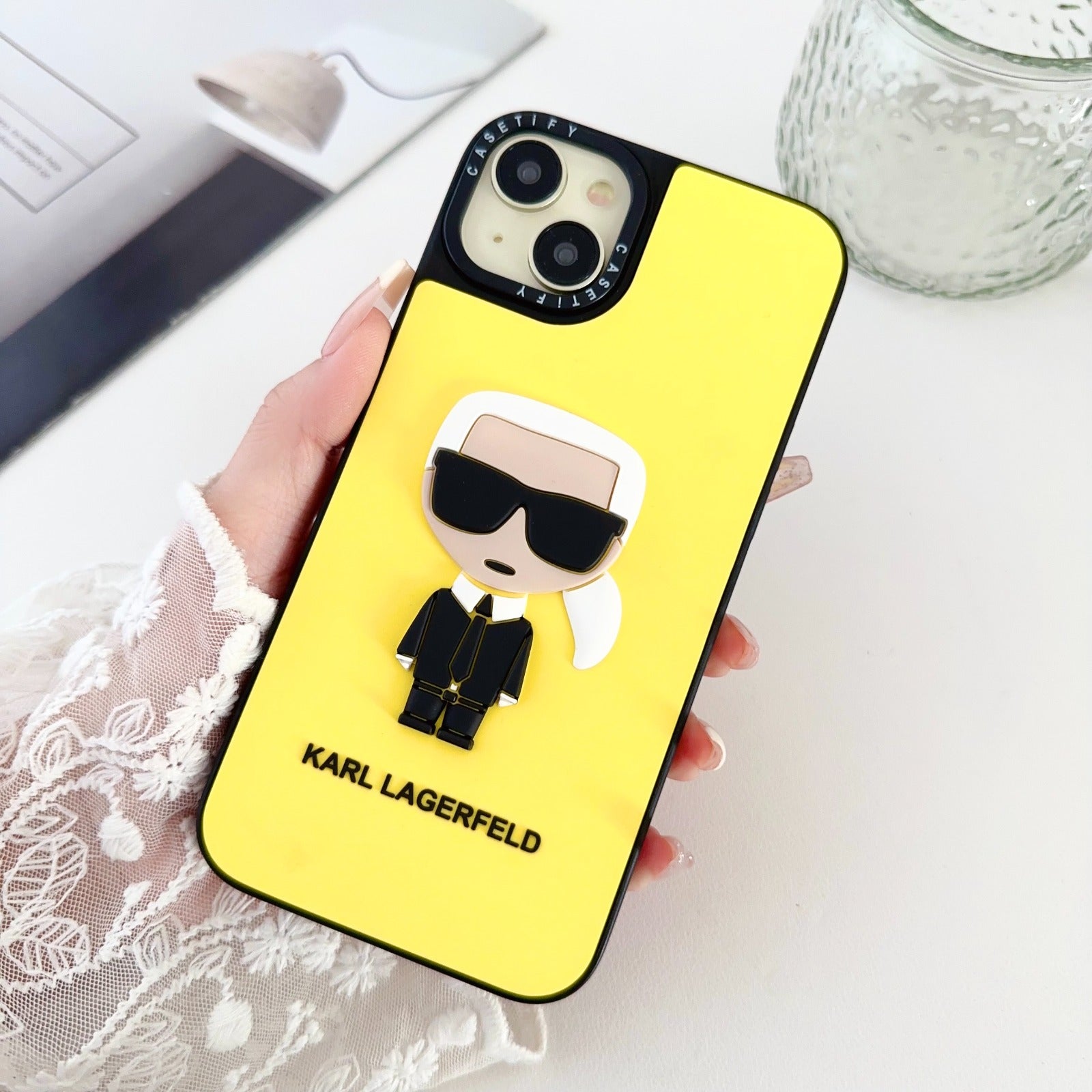 iPhone 16 Karl Lagerfeld Print Design Hard Polycarbonate Back