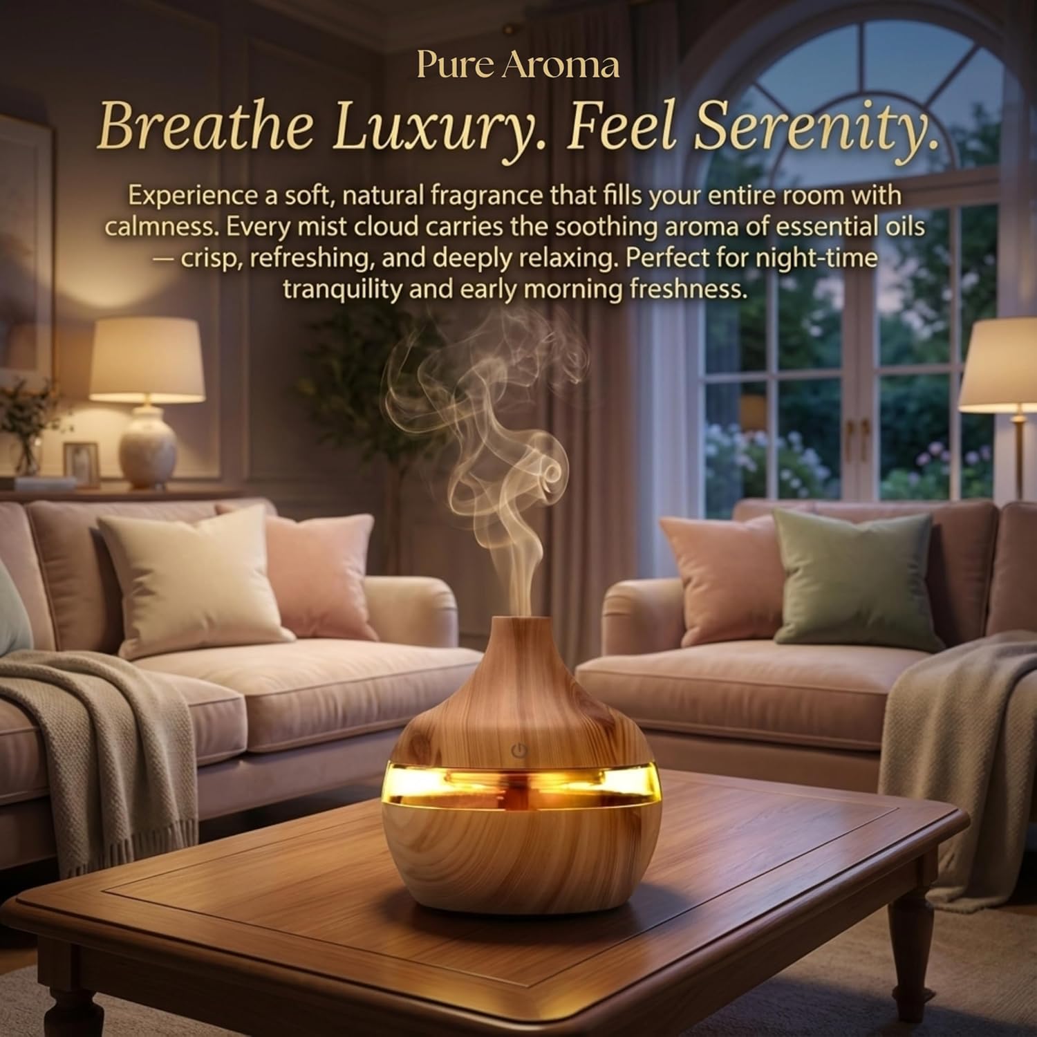 Wooden Finish Aroma Diffuser & Cool Mist Humidifier