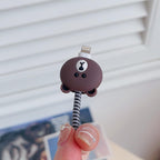 Charger Protector for iPhone Silicone Cover with Cable Saver-3D Brown Bear