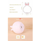 Cute LED Rabbit Lamp, Silicone Dimmable Nursery Nightlight for Kids
