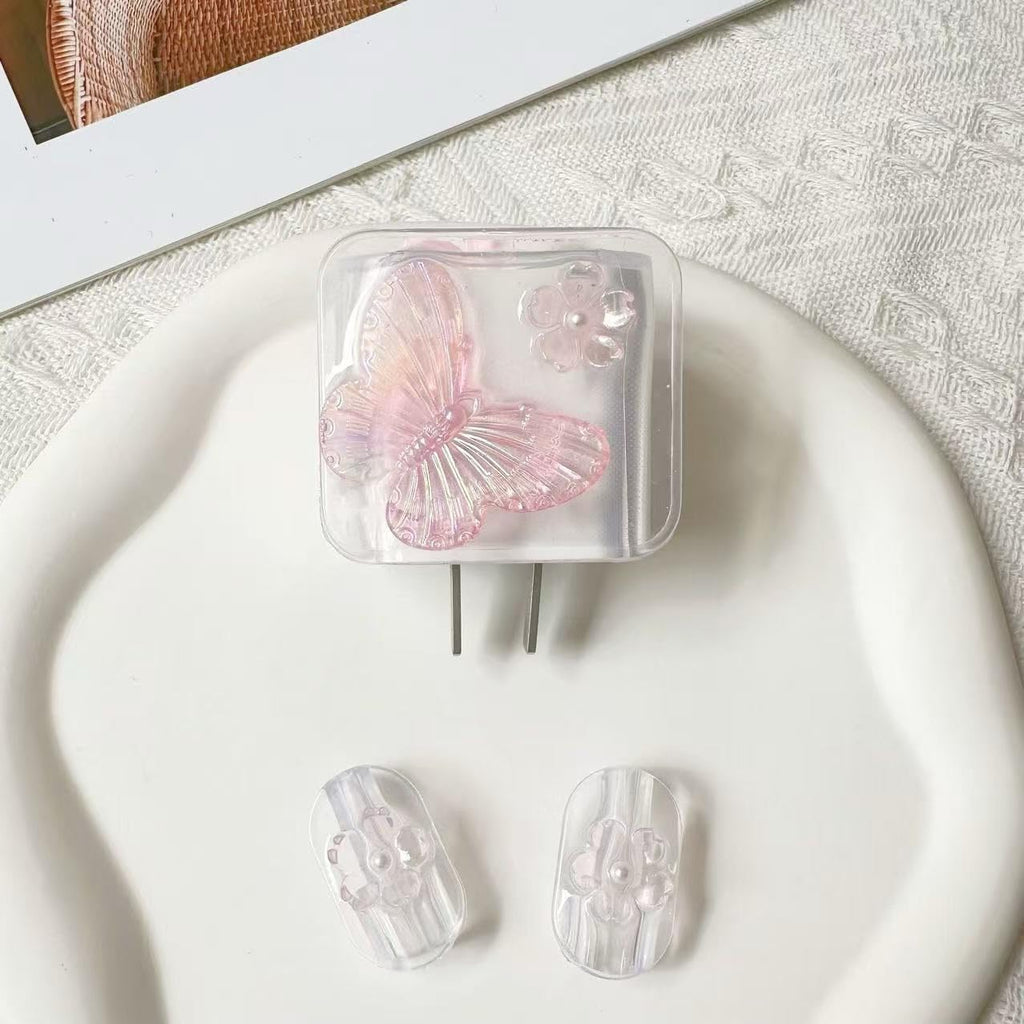 Protective Charger Case & Cable Sleeve for iPhone – Flower Butterfly