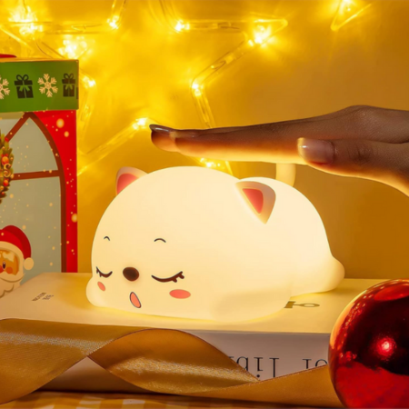 Parssufy Night Lamp, Cat Lamp, Cat Light Lamp, Cat Touch Silicone Lamp