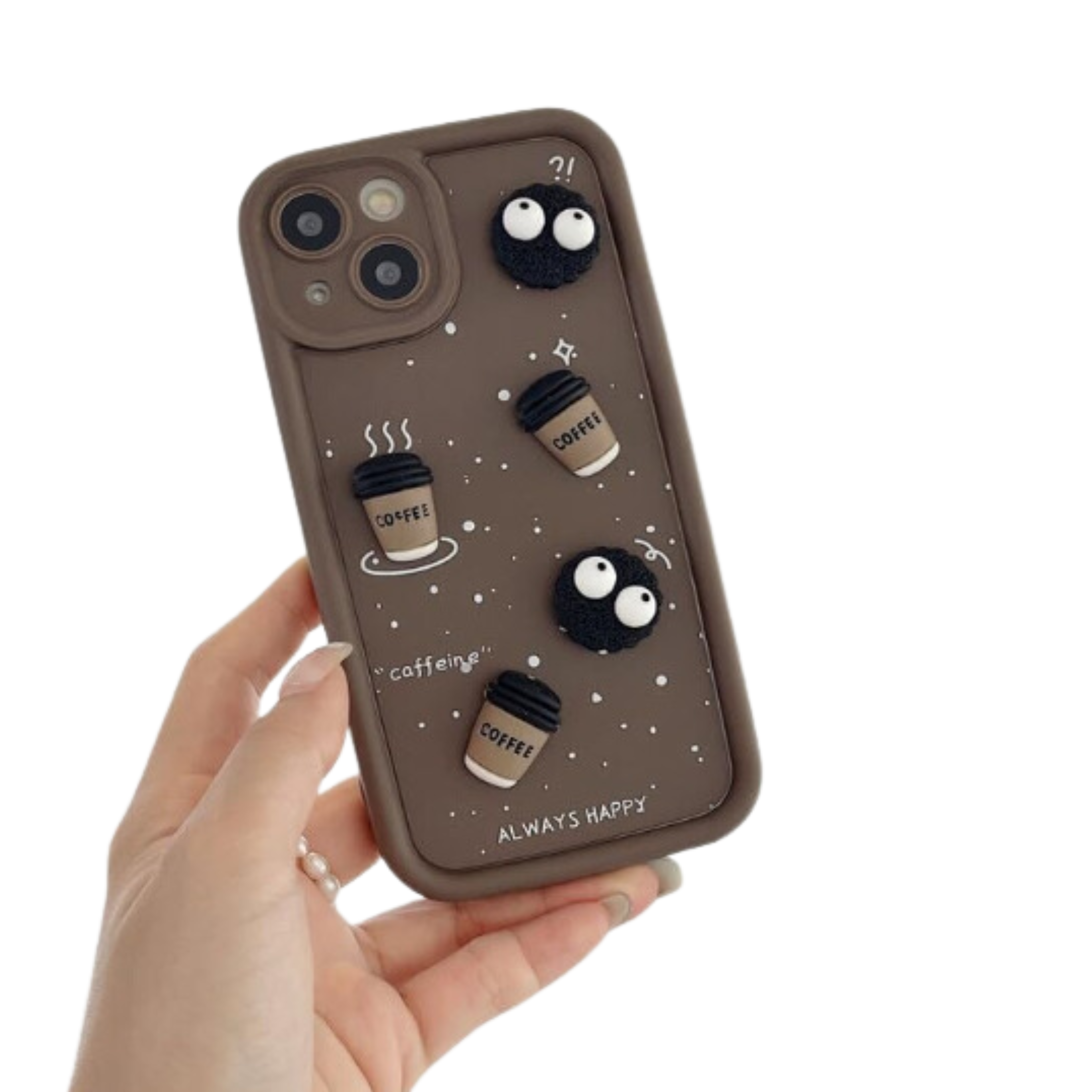 Back Silicone Case Compatible with iPhone 13 / 14 – Cute Fun Cartoon 3D Ball Coffee