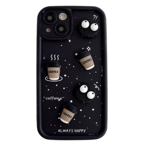 Back Silicone Case Compatible with iPhone 13 / 14 – Cute Fun Cartoon 3D Ball Coffee