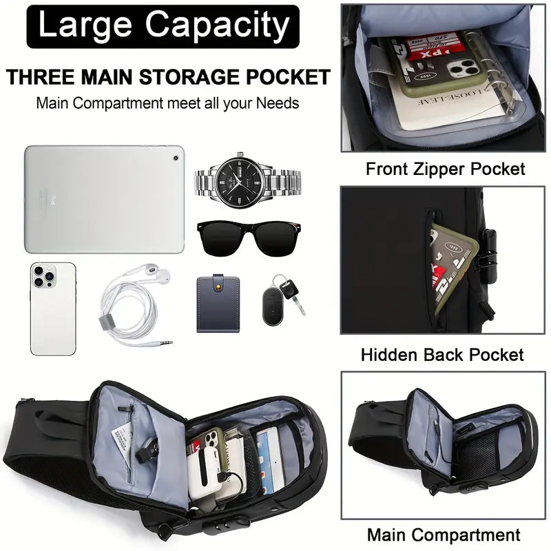 Anti Theft Backpack for Men & Women, Sling Bag CrossBody Backpack