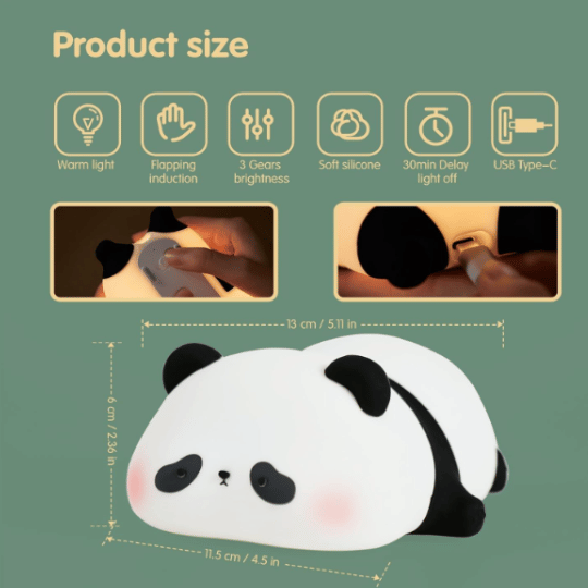 Cute Lazy Panda Night Light for Children, Girls for Valentine’s Day (Multicolor)