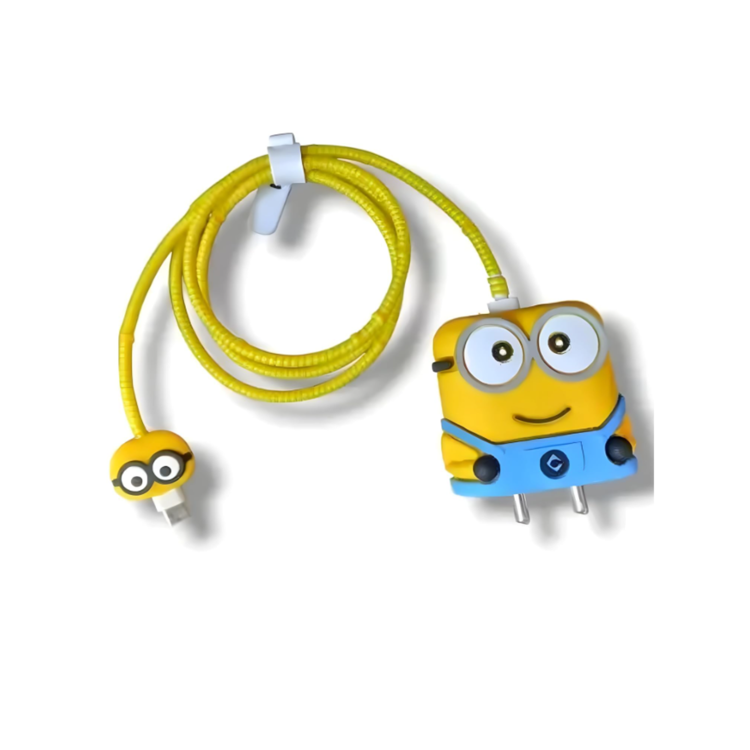 3D Cartoon Cable Protector & Case Cover for iPhone(Minion)