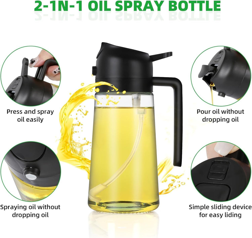 2 in 1 Oil Dispenser Bottle for Kitchen (500ml)