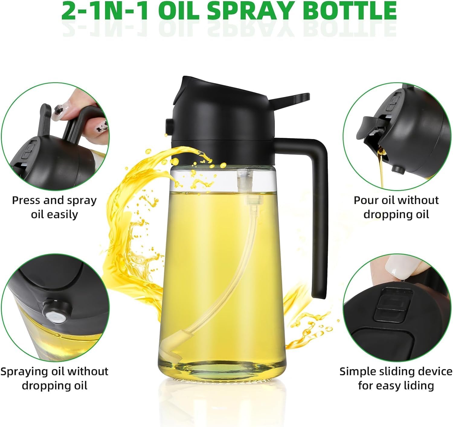 2 in 1 Oil Dispenser Bottle for Kitchen (500ml)