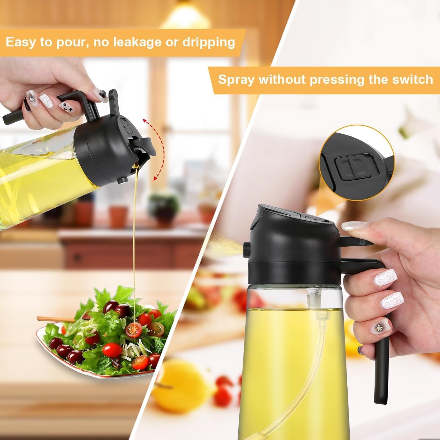 2 in 1 Oil Dispenser Bottle for Kitchen (500ml)