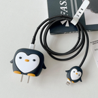 Black Penguin Charger Case & Cable Protector for iPhone