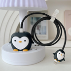 Black Penguin Charger Case & Cable Protector for iPhone