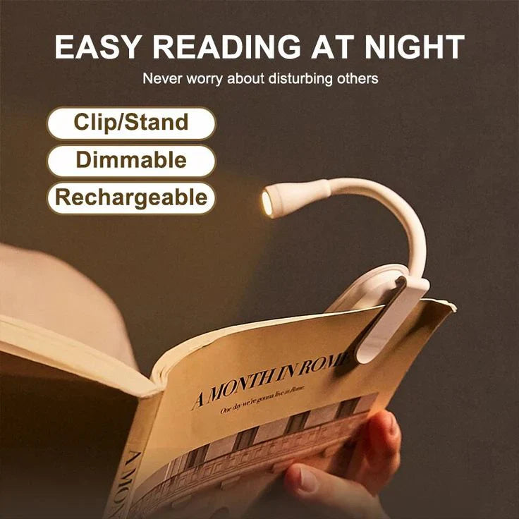 Rechargeable Clip-On Book Light – USB, 3 Colors, Dimmable