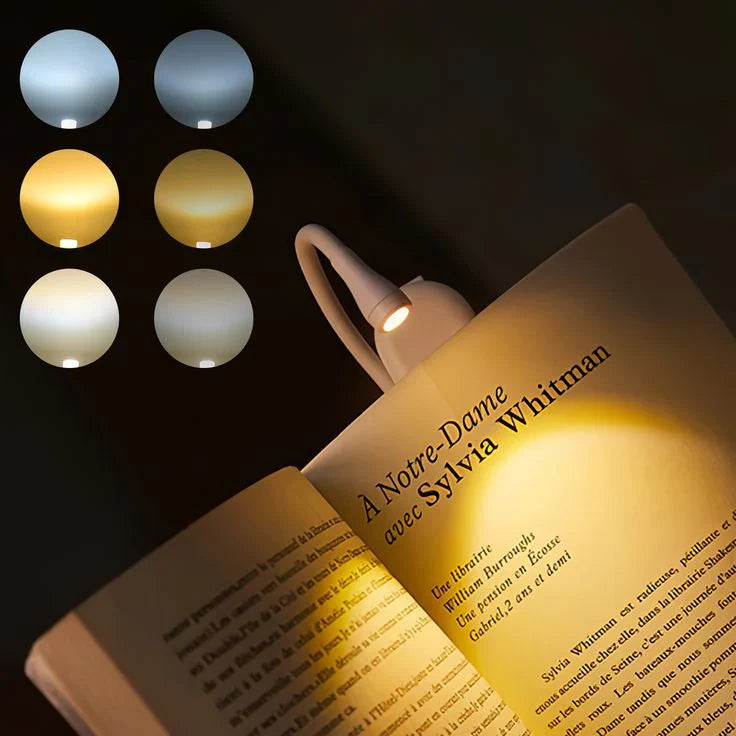 Rechargeable Clip-On Book Light – USB, 3 Colors, Dimmable