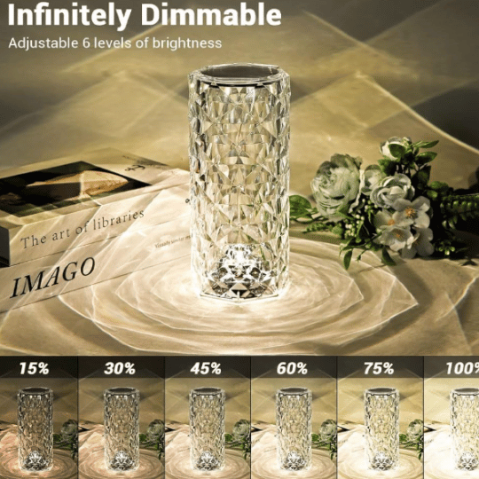 Crystal Lamp, 16 Color Changing Rose Diamond Table Lamp