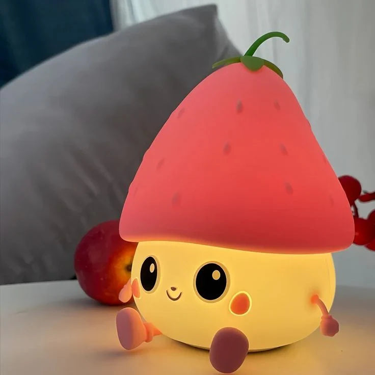 Strawberry LED Night Light – USB Rechargeable Silicone Lamp