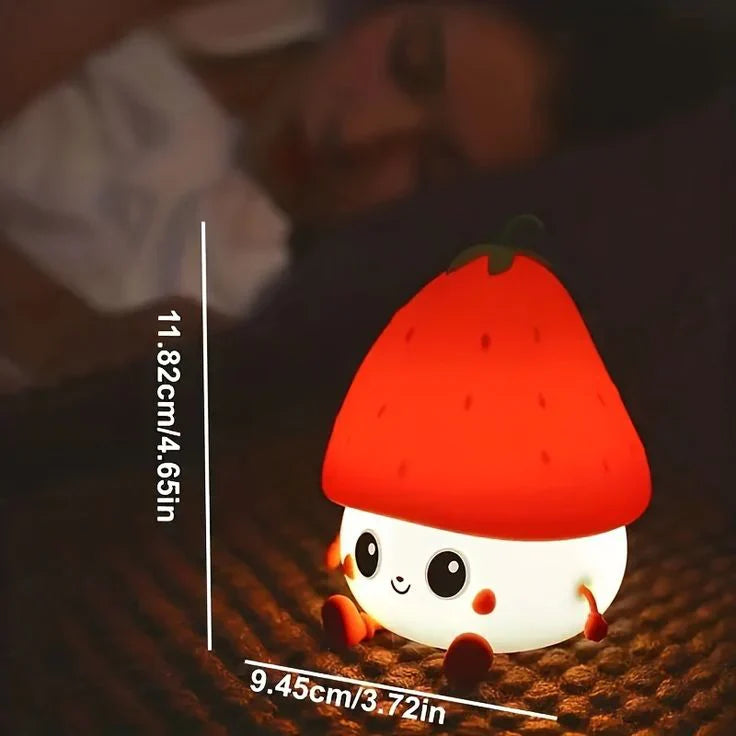 Strawberry LED Night Light – USB Rechargeable Silicone Lamp