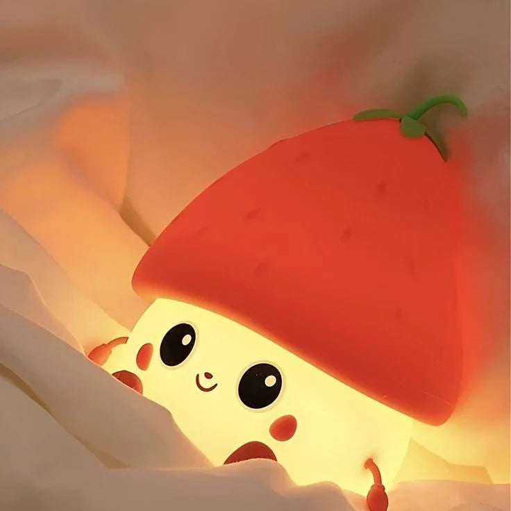 Strawberry LED Night Light – USB Rechargeable Silicone Lamp