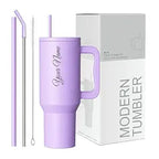 Stainless Steel Tumbler with Straw (Purple)