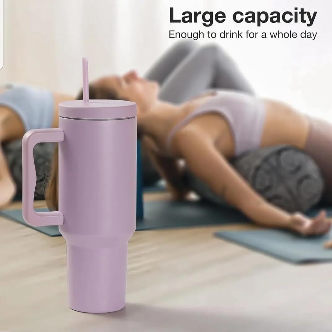 Stainless Steel Tumbler with Straw (Purple)