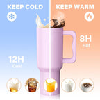 Stainless Steel Tumbler with Straw (Purple)