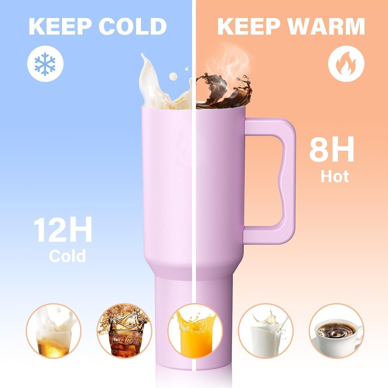 Stainless Steel Tumbler with Straw (Purple)