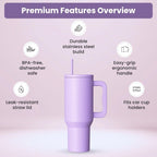 Stainless Steel Tumbler with Straw (Purple)